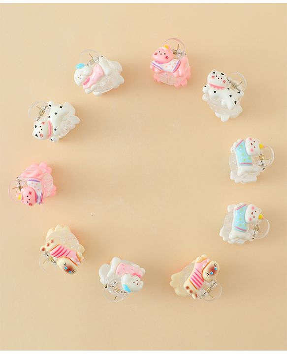Babyhug Hair Clips with Character Print Design Pack of 10  - Multicolor