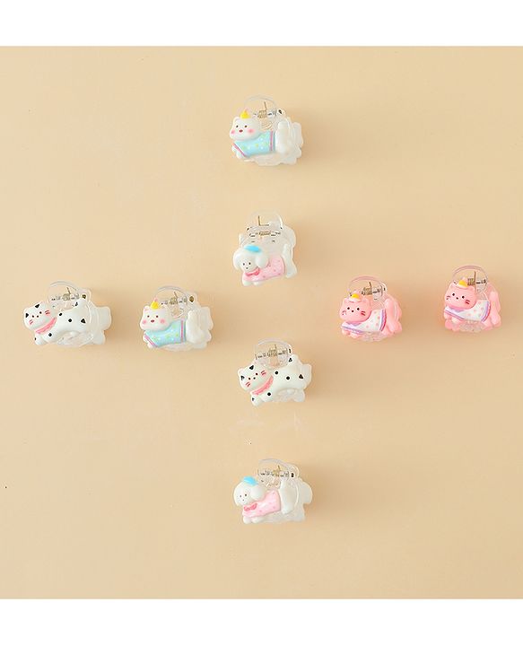 Babyhug Hair Clips with Character Print Design Pack of 10  - Multicolor
