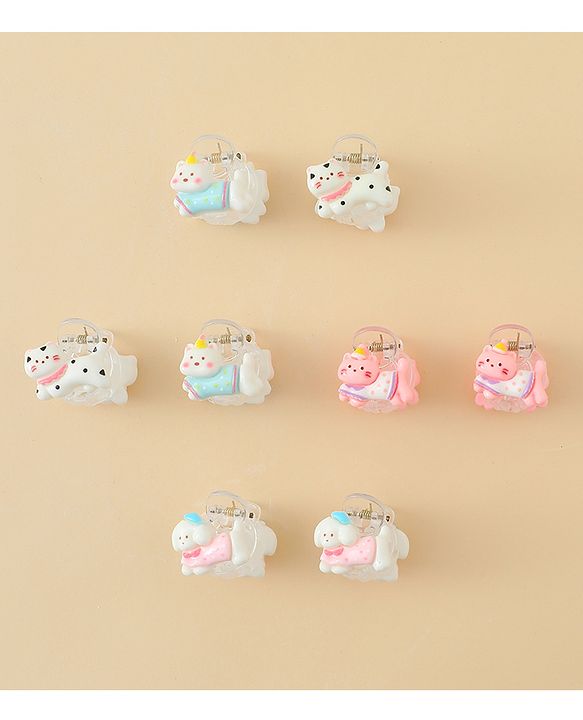Babyhug Hair Clips with Character Print Design Pack of 10  - Multicolor