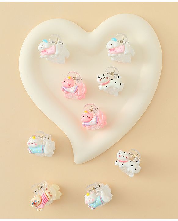 Babyhug Hair Clips with Character Print Design Pack of 10  - Multicolor