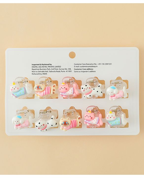 Babyhug Hair Clips with Character Print Design Pack of 10  - Multicolor