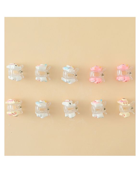 Babyhug Hair Clips with Character Print Design Pack of 10  - Multicolor