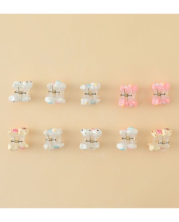 Babyhug Hair Clips with Character Print Design Pack of 10  - Multicolor