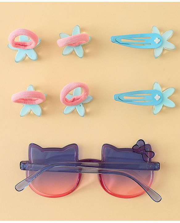 Babyhug Hair Accessories Combo Set With Floral Applique- Purple
