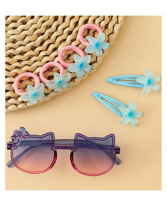 Babyhug Hair Accessories Combo Set With Floral Applique- Purple