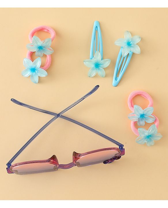 Babyhug Hair Accessories Combo Set With Floral Applique- Purple
