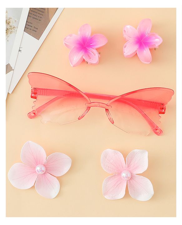 Babyhug Hair Accessories Combo Set With Floral Applique- Multicolor