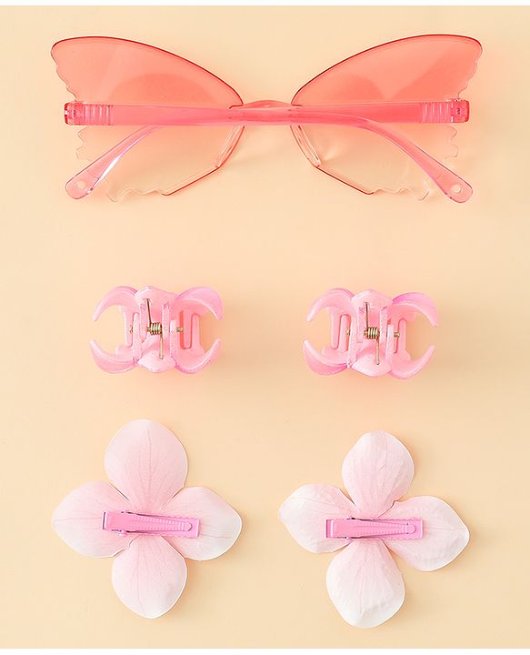 Babyhug Hair Accessories Combo Set With Floral Applique- Multicolor