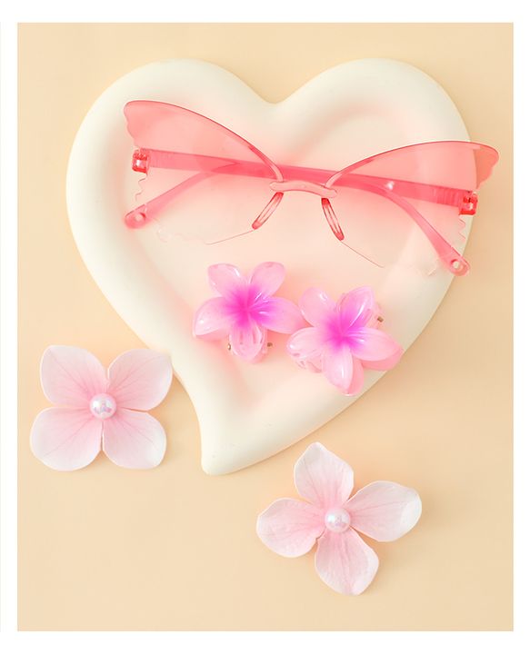 Babyhug Hair Accessories Combo Set With Floral Applique- Multicolor