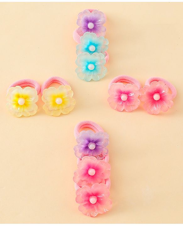 Babyhug Hair Rubber Bands With Butterfly & Floral Applique Pack of 20 - Multicolor