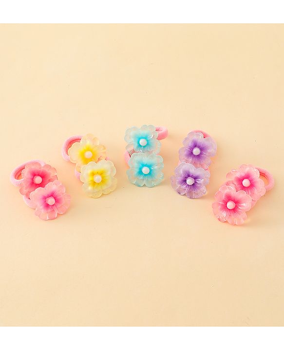 Babyhug Hair Rubber Bands With Butterfly & Floral Applique Pack of 20 - Multicolor