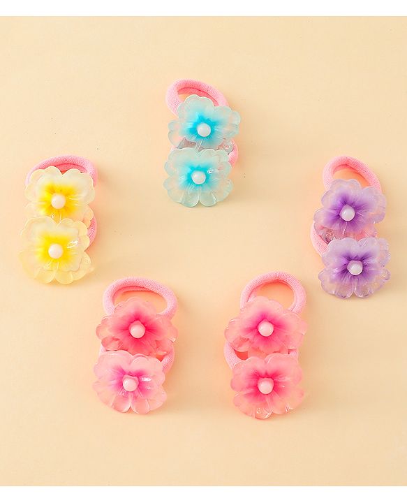 Babyhug Hair Rubber Bands With Butterfly & Floral Applique Pack of 20 - Multicolor