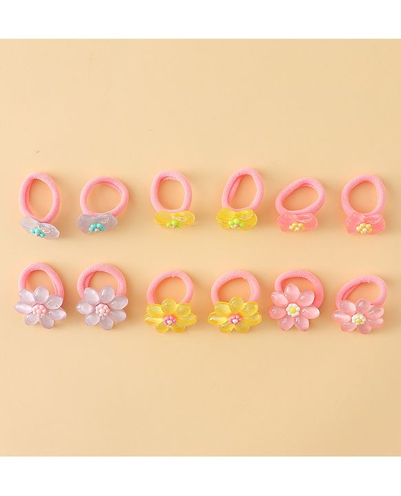 Babyhug Hair Rubber Bands  With Floral Applique Pack of 20 - Multicolor