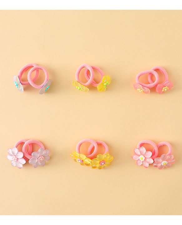Babyhug Hair Rubber Bands  With Floral Applique Pack of 20 - Multicolor