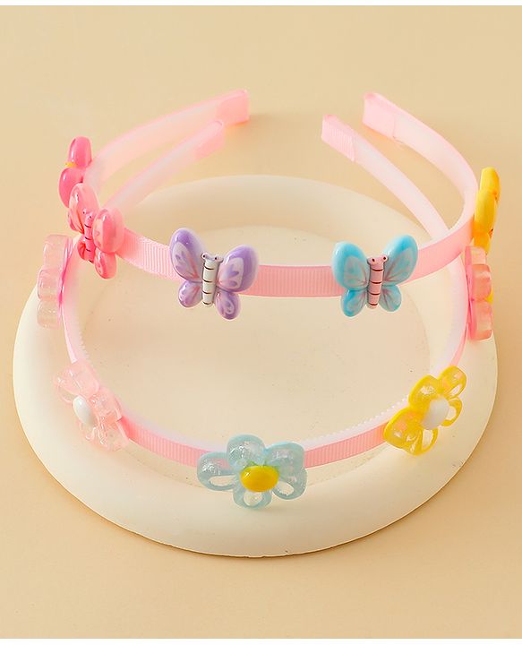 Babyhug Hair Bands with Butterfly & Floral Applique Pack of 2 Free Size - Multicolor