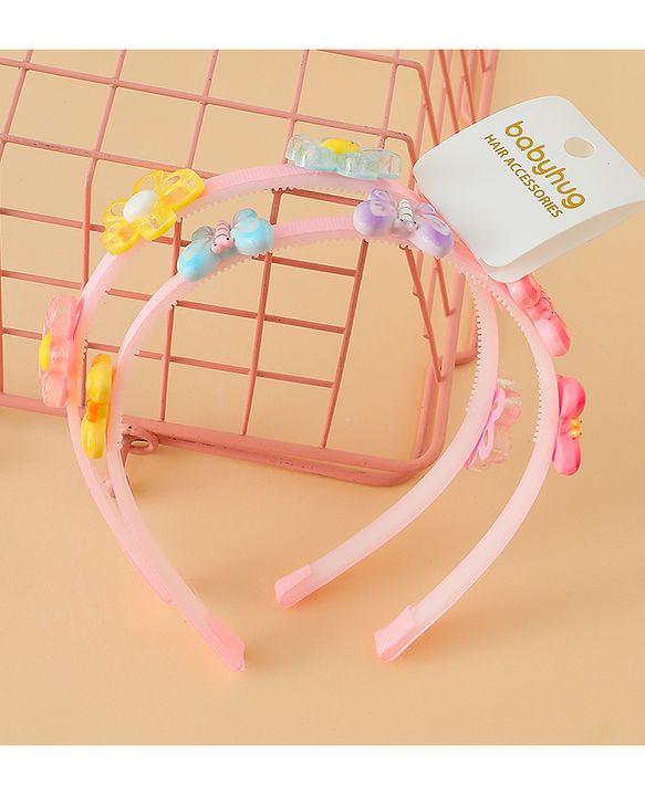 Babyhug Hair Bands with Butterfly & Floral Applique Pack of 2 Free Size - Multicolor