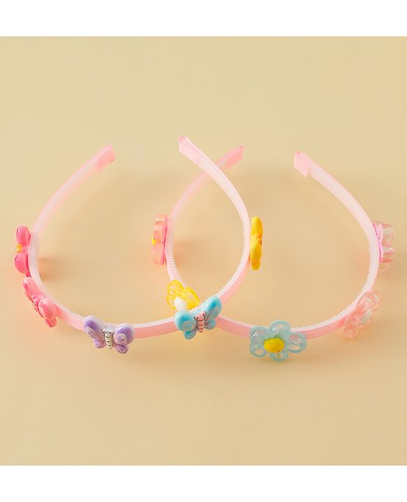 Babyhug Hair Bands with Butterfly & Floral Applique Pack of 2 Free Size - Multicolor