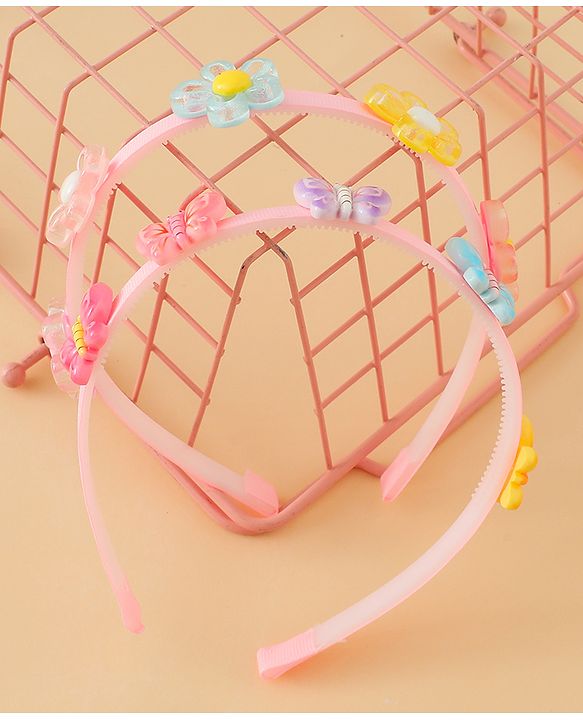 Babyhug Hair Bands with Butterfly & Floral Applique Pack of 2 Free Size - Multicolor