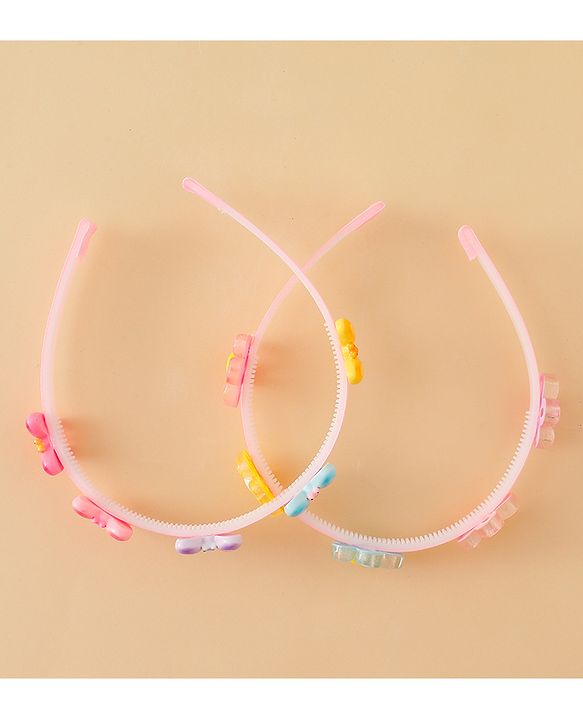 Babyhug Hair Bands with Butterfly & Floral Applique Pack of 2 Free Size - Multicolor