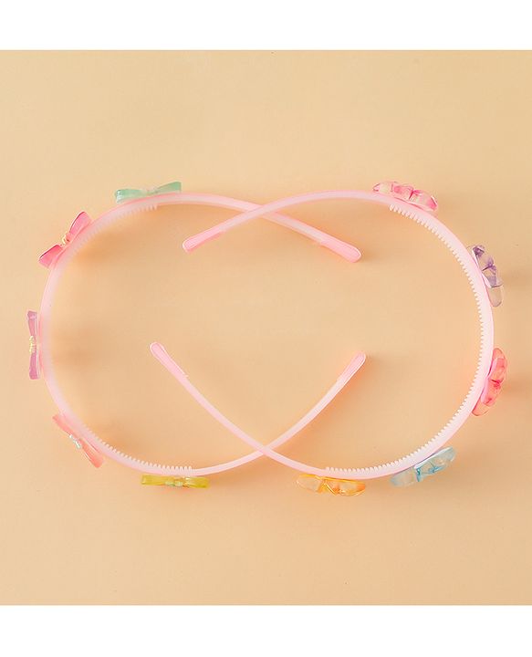 Babyhug Hair Band With Butterfly & Floral Applique Pack of 2 - Pink