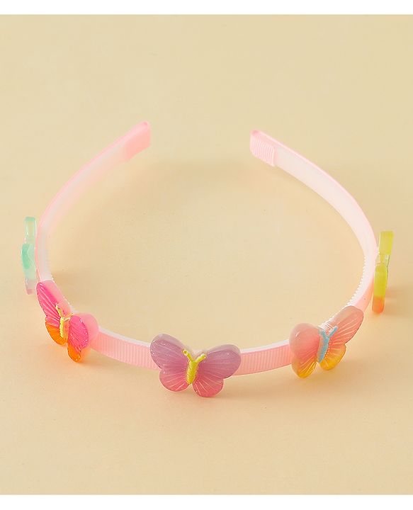 Babyhug Hair Band With Butterfly & Floral Applique Pack of 2 - Pink