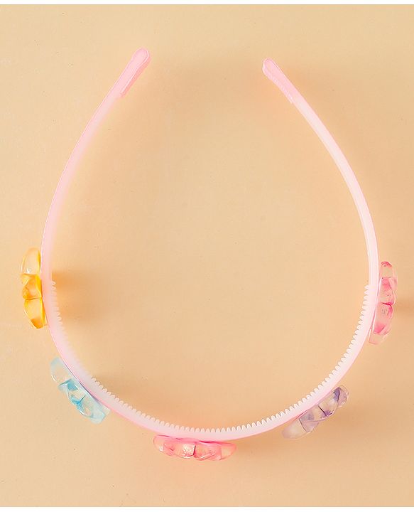 Babyhug Hair Band With Butterfly & Floral Applique Pack of 2 - Pink