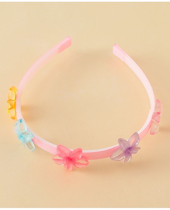 Babyhug Hair Band With Butterfly & Floral Applique Pack of 2 - Pink