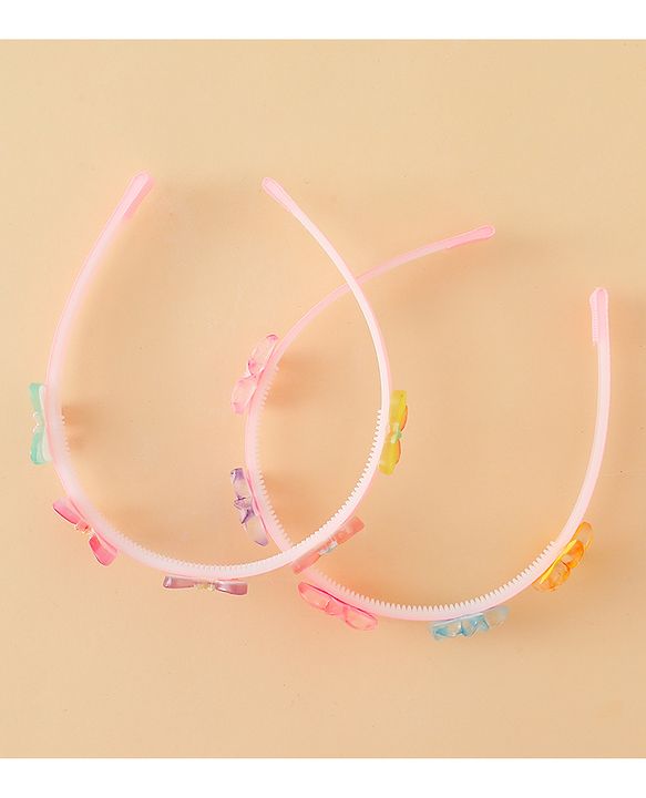 Babyhug Hair Band With Butterfly & Floral Applique Pack of 2 - Pink