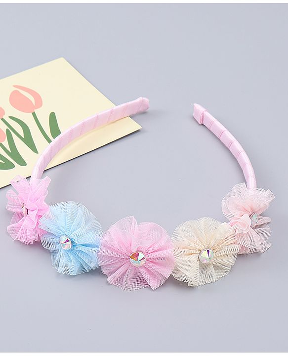 Pine Kids Hair Bands With Floral Applique - Multicolor