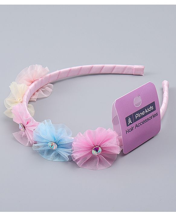 Pine Kids Hair Bands With Floral Applique - Multicolor
