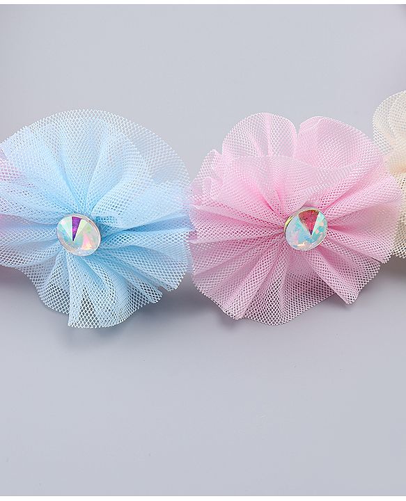 Pine Kids Hair Bands With Floral Applique - Multicolor
