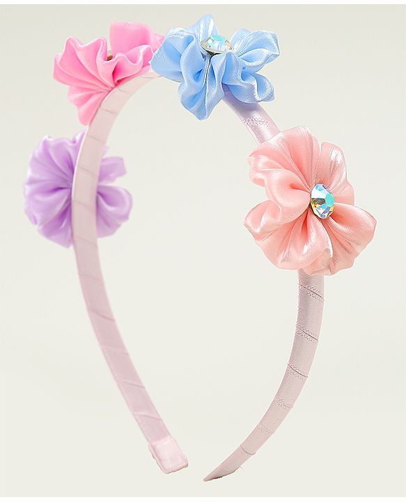 Pine Kids Hair Bands With Floral Applique - Multicolor