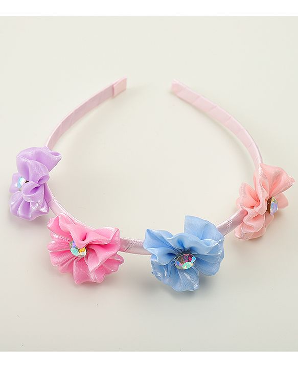 Pine Kids Hair Bands With Floral Applique - Multicolor