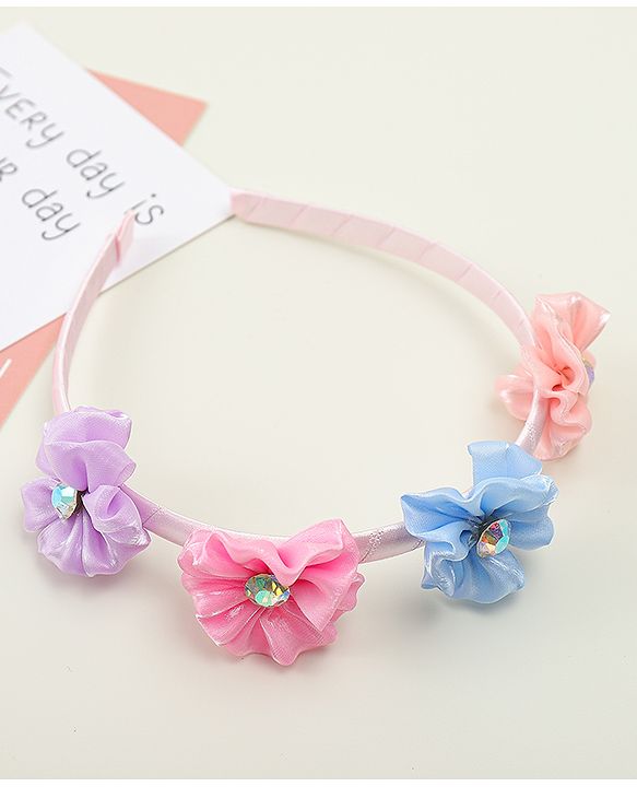 Pine Kids Hair Bands With Floral Applique - Multicolor