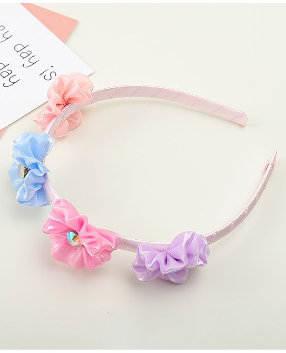 Pine Kids Hair Bands With Floral Applique - Multicolor