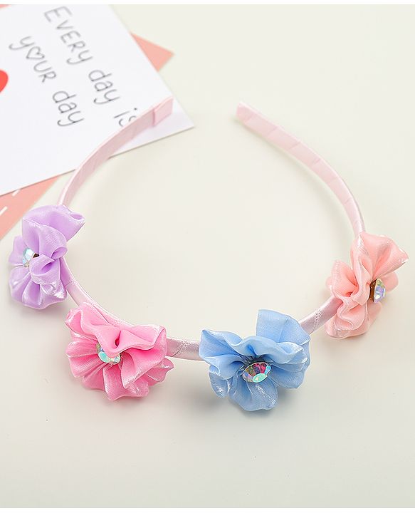 Pine Kids Hair Bands With Floral Applique - Multicolor