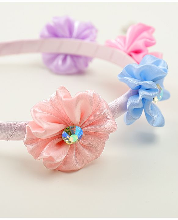 Pine Kids Hair Bands With Floral Applique - Multicolor