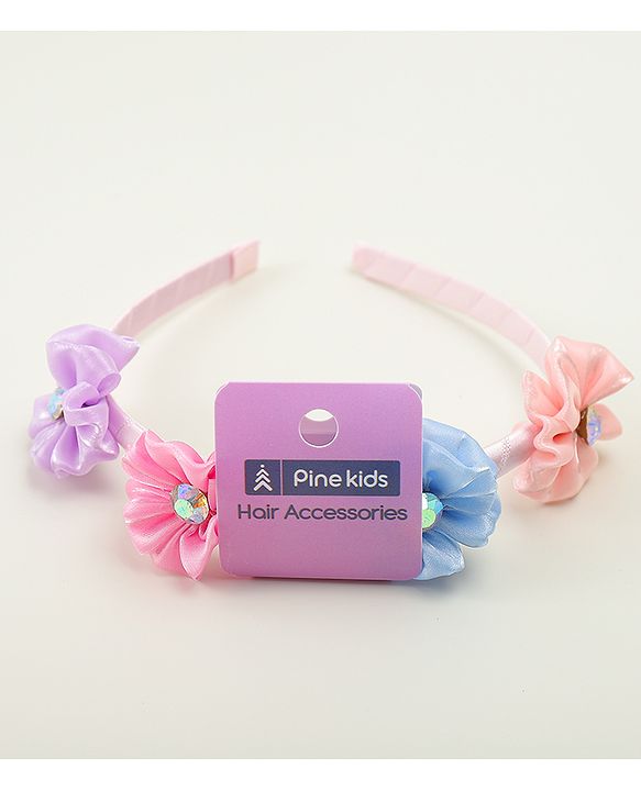 Pine Kids Hair Bands With Floral Applique - Multicolor
