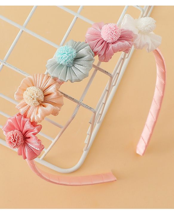 Pine Kids Hair Bands With Floral Applique - Multicolor