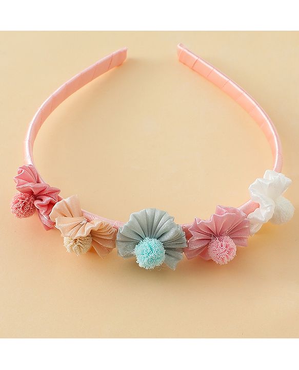 Pine Kids Hair Bands With Floral Applique - Multicolor