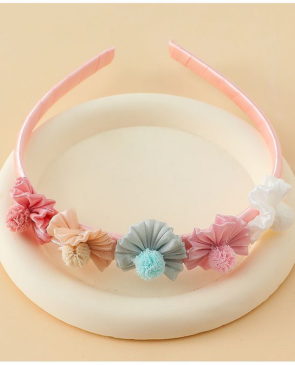 Pine Kids Hair Bands With Floral Applique - Multicolor