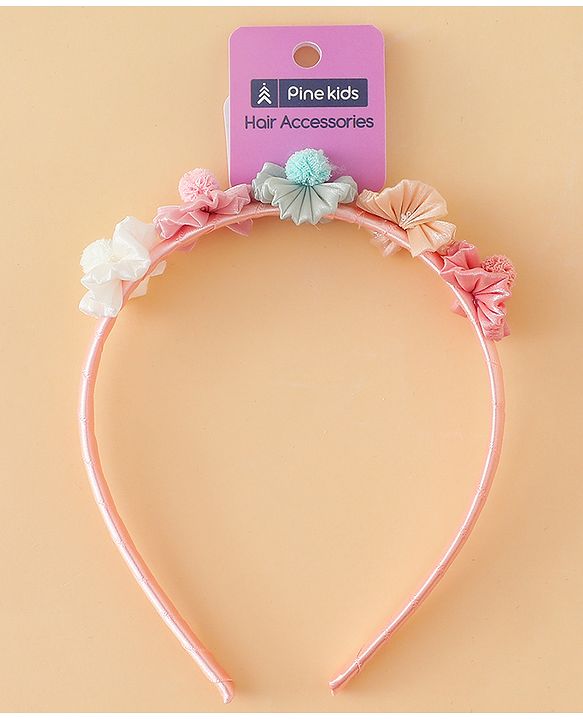 Pine Kids Hair Bands With Floral Applique - Multicolor