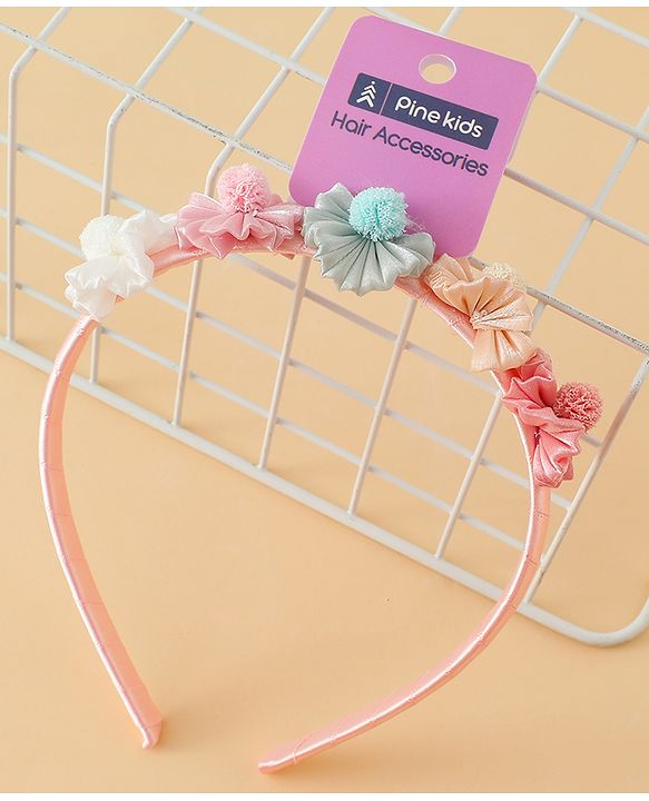 Pine Kids Hair Bands With Floral Applique - Multicolor