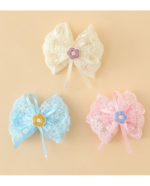 Babyhug Hair Clips With Floral Applique Pack of 3 - Multicolor