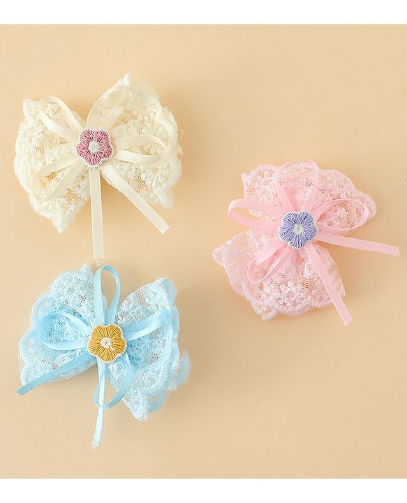 Babyhug Hair Clips With Floral Applique Pack of 3 - Multicolor