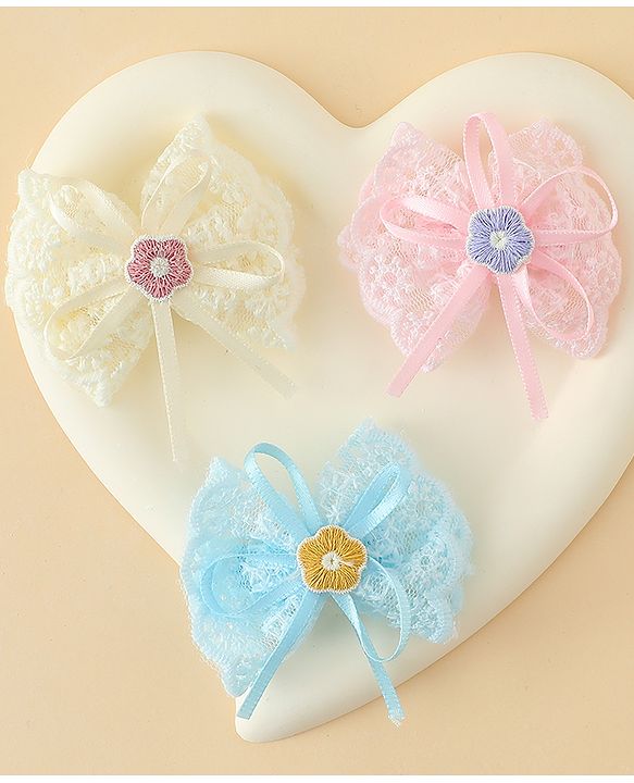 Babyhug Hair Clips With Floral Applique Pack of 3 - Multicolor