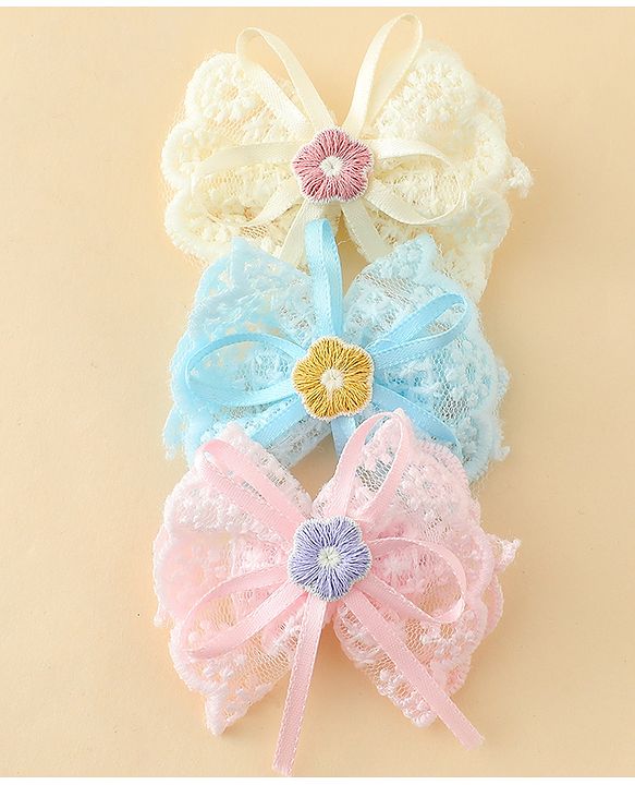 Babyhug Hair Clips With Floral Applique Pack of 3 - Multicolor