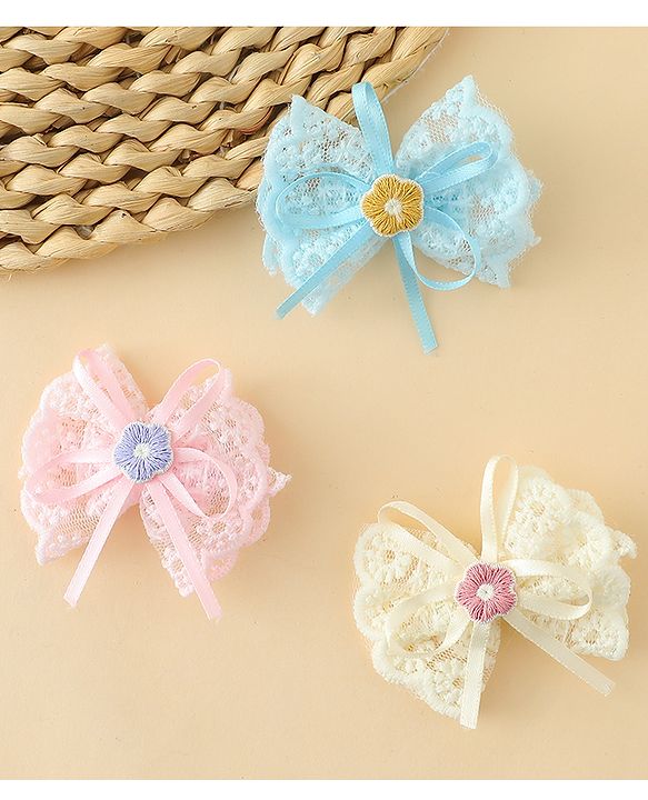 Babyhug Hair Clips With Floral Applique Pack of 3 - Multicolor