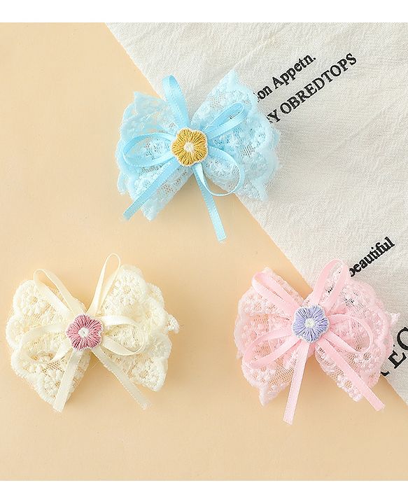 Babyhug Hair Clips With Floral Applique Pack of 3 - Multicolor