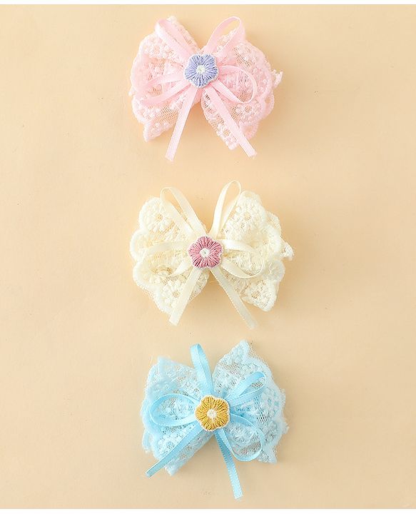 Babyhug Hair Clips With Floral Applique Pack of 3 - Multicolor